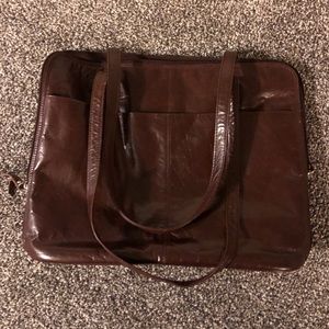 Latico Large Computer Tote Bag Carry on, Soft Brown Pleather